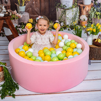 KiddyMoon Bällebad Bällepool mit bunten Bällen ∅ 7Cm  für Babys Kinder Rund, pink:weiß/grau/hellgrün/gelb, 90 x 30 cm 300 Bälle