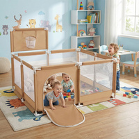 Laufstall mit Korb und Bällen Laufgitter für Kinder, beige, Keine Bälle