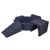 KiddyMoon Spielplatz aus Schaumstoff mit Bällebad und Bällen Hindernisläufen, dunkelblau:hellgrün/orange/türkis/blau/bblue/gelb, Bällebad (200 Bälle) + Version 3