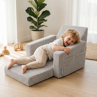KiddyMoon Klappbarer Kindersessel aus Schaumstoff Kindersofa, hellgrau, UNI