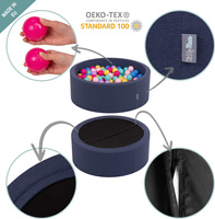 KiddyMoon Rund Bällebad Bällepool ∅ 7Cm Ballgruben Bunten Bällen Für Babys Spielbad Kleinkinder, Hergestellt in der EU, dunkelblau:perle/grau/transparent/babyblau/mint, 120x30cm/300 Bälle