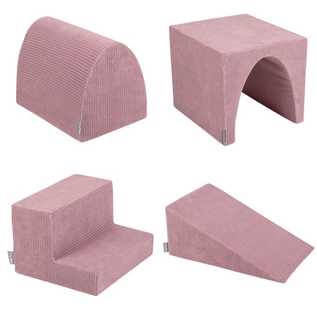 KiddyMoon Spielplatz Aus Schaumstoff Für Kinder Mit Bälle Waschbare Bezug, violett: pastellbeige/weiß/kupferrrot/lachsfarben, Bällebad (300 Bälle) + Version 3