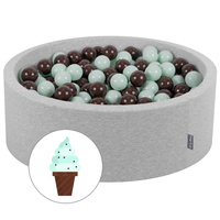 KiddyMoon Bällebad Bällepool mit bunten Bällen ∅ 7Cm  für Babys Kinder Rund, Hellgrau, 90 x 30 cm 300 Bälle