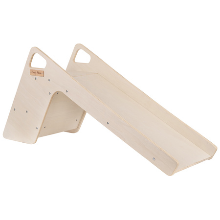KiddyMoon Rutsche / Sitz 2in1 aus Holz für Kleinkinder, Freistehende Rutsche SC-002, natürlich, Groß