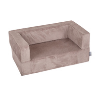 KiddyMoon Kindersofa und Bällen Für Kinder Weiches Schaumstoff-Sofa Leich Modulares Sofa Vielseitig Abnehmbarer Bezug Perfekt für Spiel Lernen und Entspannung, dunkelbeige: pastellbeige/pastellblau/weiß/perle, Sofa + 100 Bälle