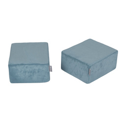 KiddyMoon Set aus Zwei Weichen Kinderpuffen Für Kinder Leichte und Vielseitige Sitzkissen Gerippter Stoff Abnehmbarer Bezug Perfekt für Spielen und Entspannen, blau, Puff