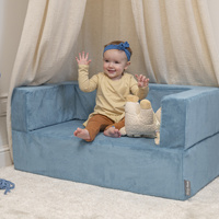 KiddyMoon Kindersofa und Bällen Für Kinder Weiches Schaumstoff-Sofa Leich Modulares Sofa Vielseitig Abnehmbarer Bezug Perfekt für Spiel Lernen und Entspannung, blau, Sofa