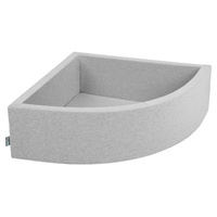 KiddyMoon Viertel Eckig Bällebad Bällepool ∅ 7Cm Ballgruben Für Babys Spielbad Kleinkinder, Hergestellt in der EU, hellgrau:pastellblau/pastellgelb/weiß/minze/puderrosa, 90 x 30 cm 200 Bälle