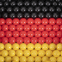 KiddyMoon Kinder Bälle für Bällebad Baby Spielbälle Plastikbälle ∅7cm Made in EU, schwarz/gelb/rot, 300 Bälle/7cm
