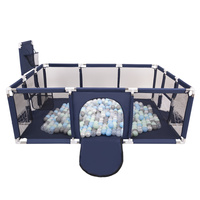 Laufstall Baby Großer Spielplatz mit Bällen Laufgitter für Kinder, Dunkelblau:perle/grau/transparent/babyblau/minze, 200 Bällen