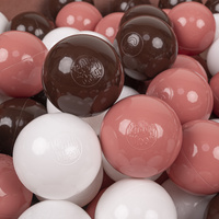 KiddyMoon Kinder Bälle für Bällebad Baby Spielbälle Plastikbälle ∅7cm Made in EU, lachsfarben/braun/weiß, 50 Bälle/7cm