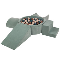 KiddyMoon Spielplatz Aus Schaumstoff Für Kinder mit Bälle Waschbare Bezug, grün: dunkeltürkis/pastellbeige/kupferrot, Bällebad (200 Bälle) + Version 5