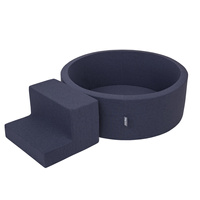 KiddyMoon Spielplatz aus Schaumstoff mit Rund Bällebad (200 Bälle) Ballgruben für Babys Spielbad Hindernisläufen, Hergestellt in der EU, dunkelblau:babyblue/blau/perle, Bällebad (200 Bälle) + Stüfchen