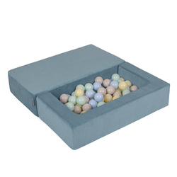 KiddyMoon Kindersofa und Bällen Für Kinder Weiches Schaumstoff-Sofa Leich Modulares Sofa Vielseitig Abnehmbarer Bezug Perfekt für Spiel Lernen und Entspannung, blau: pastellbeige/pastellblau/pastellgelb/minze, Sofa + 100 Bälle