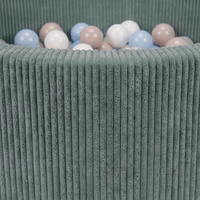 KiddyMoon Bällebad für Kinder aus Schaumstoff, weicher Rippbezug, abnehmbarer Bezug, waschbar, Grün: Pastellbeige/Pastellblau/Weiß/Perle, 90 x 30 cm 200 Bälle