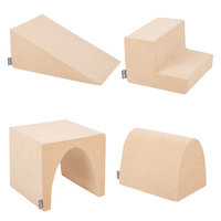 KiddyMoon Spielplatz VELVET aus Schaumstoff 4-teiliges Set Zwickel L/Hügel/Tunnel/Stüfchen, sandbeige, Multi-Größe