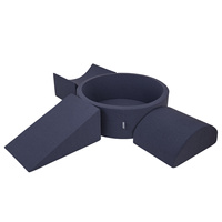 KiddyMoon Spielplatz aus Schaumstoff mit Bällebad und Bällen Hindernisläufen, dunkelblau:weiß/grau/minze, Bällebad (300 Bälle) + Version 4