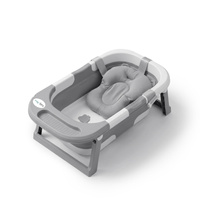 KiddyMoon Faltbare Babybadewanne Kunststoff mit Badekissen, Grau, M