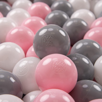 KiddyMoon Kinder Bälle für Bällebad Baby Spielbälle Plastikbälle ∅7cm Made in EU, weiß/grau/puderrosa