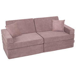 KiddyMoon Kindersofa aus Schaumstoff Spielsofa für Kinder Schlafsofa Kindersessel Sofa für Kinderzimmer Kindercouch Faltmatratze, violett, Kindersofa mit 2 Kissen