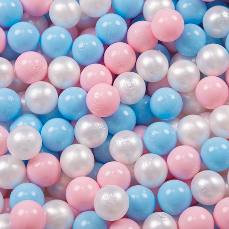 Baby Spielzelt Mit Plastikbällen Für Kinder Leicht und Kompakt ideal für Drinnen Und Draußen Fördert Sensorische Integration Schneller Aufbau, grau:babyblue/puderrosa/perle, 600 Bällen