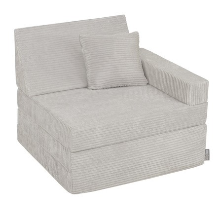 KiddyMoon Kindersessel aus Schaumstoff Sessel für Kinder Kinderzimmer Faltmatratze Relaxsessel Kuschelsessel, hellgrau, Kindersofa mit Kissen