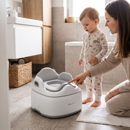 KiddyMoon Töpfchen für Kinder Ergonomisch Toilettentrainer Abschließbarer Deckel, Grau, UNI