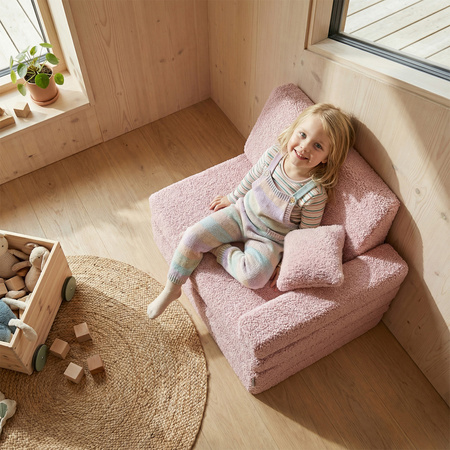 KiddyMoon Dekokissen für Kinder 2er Set Teddyplüsch Kinderzimmer 30x30 cm, rosa, 2er Pack