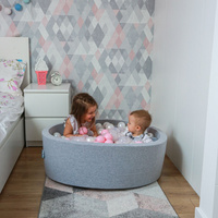KiddyMoon Kinder Bälle für Bällebad Baby Spielbälle Plastikbälle ∅7cm Made in EU, perle/grau/transparent/puderrosa