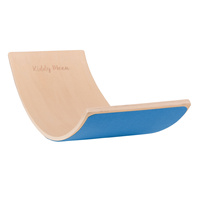 KiddyMoon Balance Board aus Holz für Kinder, Babys Montessori Spielzeug, Gleichgewicht, Balancieren Babys Holzspielzeug, Balancebrett Wackelbrett Gleichgewicht, Natürlich/Blau Filz, 83x29,5x1,7 cm/Filz