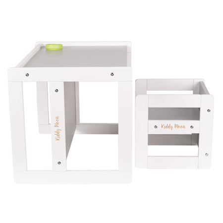 KiddyMoon Kindertisch mit Stuhl Schreibtisch TC-002, weiß/grau