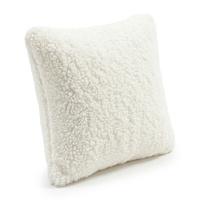 KiddyMoon Dekokissen für Kinder 2er Set Teddyplüsch Kinderzimmer 30x30 cm, cremig, 2er Pack