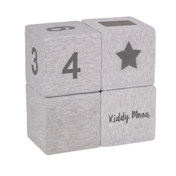 KiddyMoon Schaumstoff Würfel für Baby Weiche Blöcke Schaum Spielzeug Montessori-Spielzeug mit Schaum und viel Spaß für Kinder, Hergestellt in der EU, Mix: hellgrau-drucken, 4 Stücke