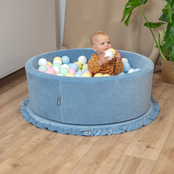 KiddyMoon Rund Bällebad Velvet  ∅ 7Cm, Sandbeige: Pastellbeige/Weiß/Perle, 90x30cm/300 Bälle