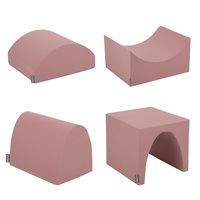 KiddyMoon Spielplatz aus Schaumstoff 4-teiliges Set Hügel/Tunnel/Rampe L/Kopfteil L, erikafarben, Multi-Größe