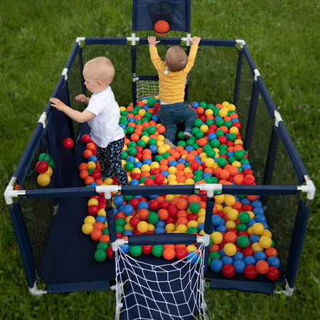 Laufstall Baby Großer Spielplatz mit Bällen Laufgitter für Kinder, Dunkelblau:gelb/grün/blau/rot/orange, 100 Bällen