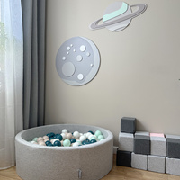 KiddyMoon Wanddekor 3D Wandskulpturen Kinderzimmer Akccessoire Für Kinder Wanddeko, Mond: Grau, UNI