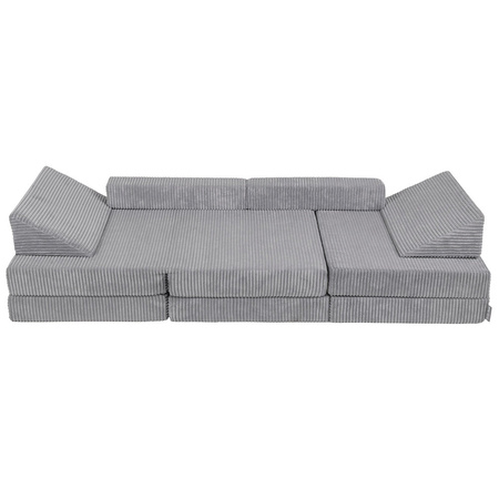 KiddyMoon Kindersofa Aufklappen aus Schaumstoff Spielsofa für Kinder Schlafsofa Kindersessel Kinder Couch Kinder Sofa für Kinderzimmer Kindercouch Faltmatratze Matratzen, dunkelgrau, 140x55x30 cm