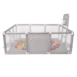 Laufstall Baby Großer Spielplatz mit Bällen Laufgitter für Kinder, Grau:gelb/grün/blau/rot/orange, 100 Bälle