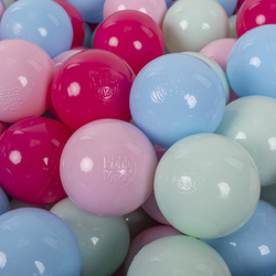 KiddyMoon Kinder Bälle für Bällebad Baby Spielbälle Plastikbälle ∅7cm Made in EU, puderrosa/dunkelpink/babyblue/minze, 50 Bälle/7cm