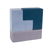 KiddyMoon Schaumstoff Würfel für Baby Weiche Velours Blöcke Schaum Spielzeug Montessori-Spielzeug mit Schaum und viel Spaß für Kinder, Hergestellt in der EU, Lagunetürkis-Waldgrün-Eisblau-Berggrau, 9 Stücke