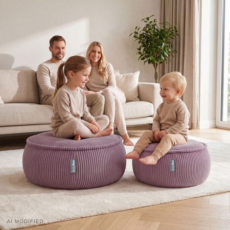 KiddyMoon Kinderpouf aus Schaumstoff mit abnehmbarem Bezug, violett, M