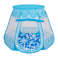 Baby Spielzelt Mit Plastikbällen Für Kinder Leicht und Kompakt ideal für Drinnen Und Draußen Fördert Sensorische Integration Schneller Aufbau, blau:babyblau-blau-perle, 200 Bällen