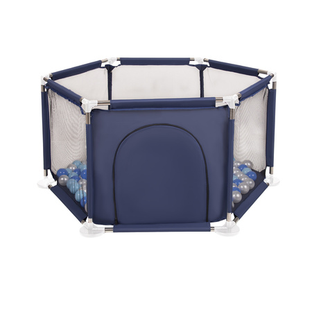 Sechseckiger Laufstall mit Bällen Laufgitter für Kinder, Blau:babyblau/blau/perle, 100 Bälle