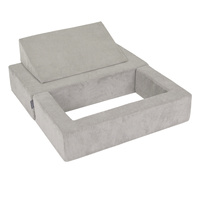 KiddyMoon Kindersofa Modular mit Weichem Zwickel und Bällen Für Kinderzimmer Bequem Vielseitig Gerippter Stoff Abnehmbarer Bezug Perfekt zum Spielen und Entspannen, hellgrau, Sofa/Zwickel