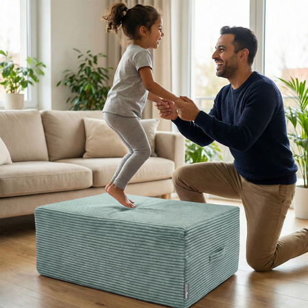 KiddyMoon Hüpfpolster für Kinder Hüpfmatratze Kindertrampolin für Zuhause Turnmatte Matratze zum Hüpfen Abnehmbarer Bezug Waschbar, Grün, Hüpfpolster