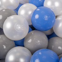 KiddyMoon Kinder Bälle für Bällebad Baby Spielbälle Plastikbälle ∅7cm Made in EU, perle/grau/blau, 700 Bälle/7cm