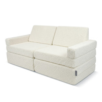 KiddyMoon Kindersofa aus Schaumstoff mit Teddy-Plüsch, modular und klappbar, zum Spielen, Lesen und Entspannen, cremig, Kindersofa