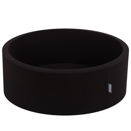 KiddyMoon Bällebad Bällepool mit bunten Bällen ∅ 7Cm  für Babys Kinder Rund, schwarz, 90x30cm/KEINE Bälle