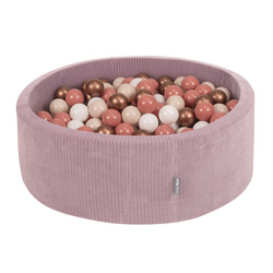 KiddyMoon Bällebad Kinder Schaumstoff Mit Bälle Für Baby ab 1 Jahr, violett: pastellbeige/weiß/kupferrrot/lachsfarben, 90x30cm/100 Bälle